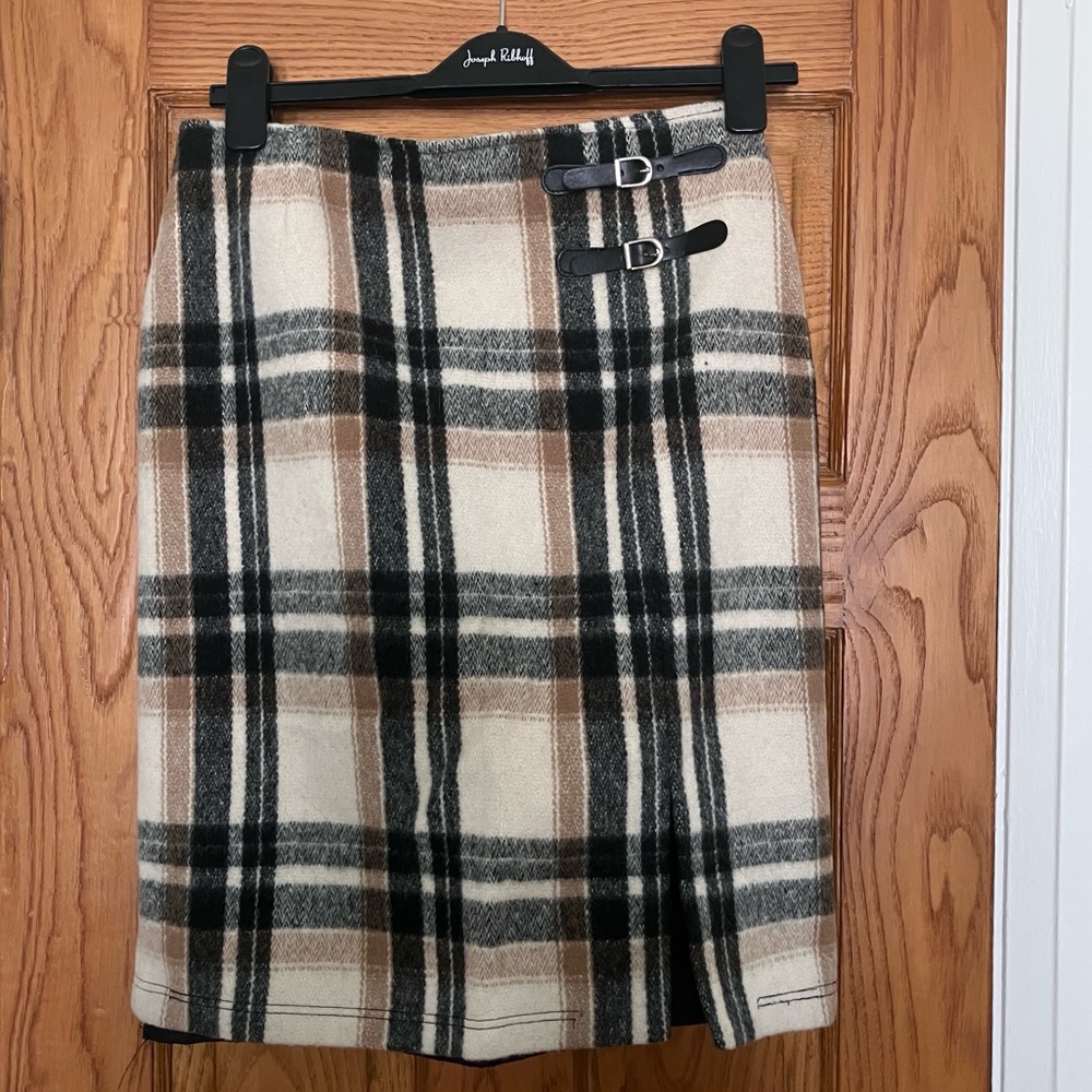 vintage wool plaid midi skirt